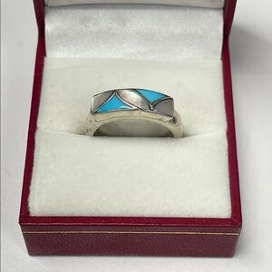 Multi Stone Zuni Handmade Silver Ring Sz 7.5